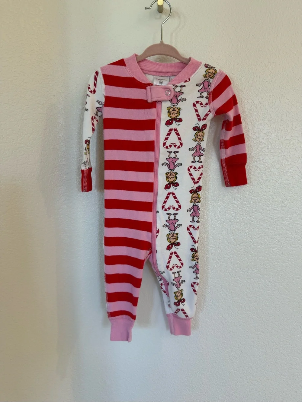 The Grinch Hanna Andersson Cindy Loo Who One-Piece Holiday Pajamas Size 6-12 mo